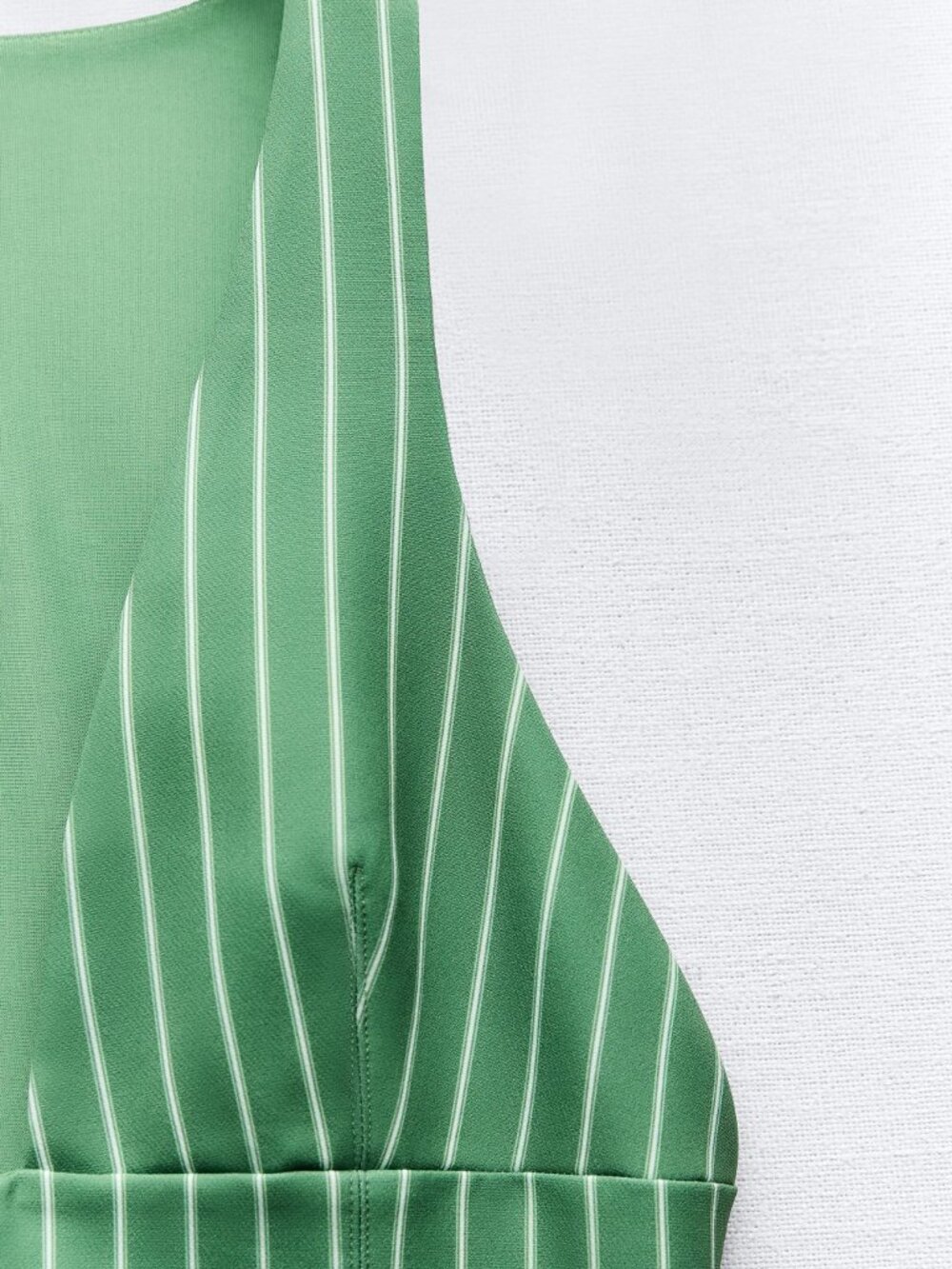 Zara Striped Low Cut Sleeveless Vest Top - Green / White - Size Medium - Picture 9 of 12